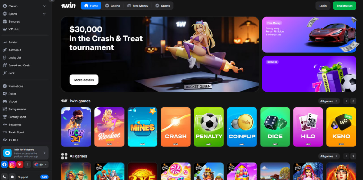 O que é o 1win e por que ele atrai jogadores de crash games