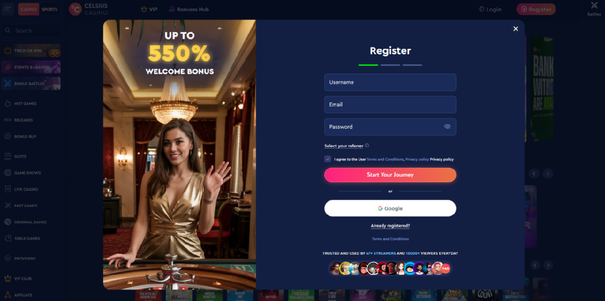 Principais recursos do Celsius Casino e bônus de até 550 por cento