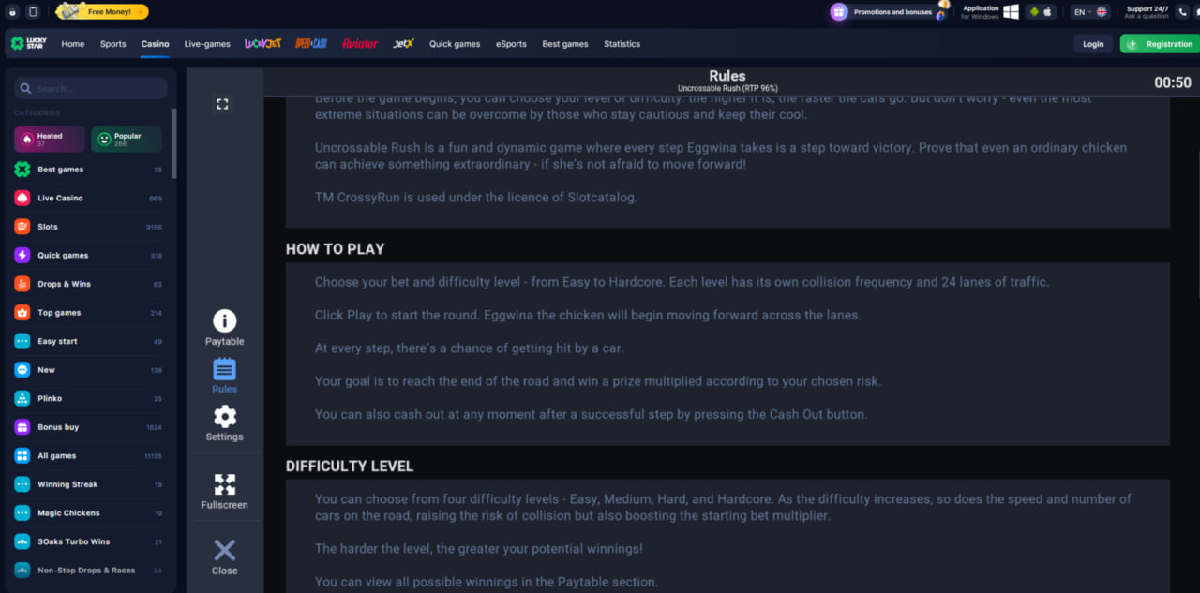 Recursos e mecânicas do jogo Uncrossable Rush
