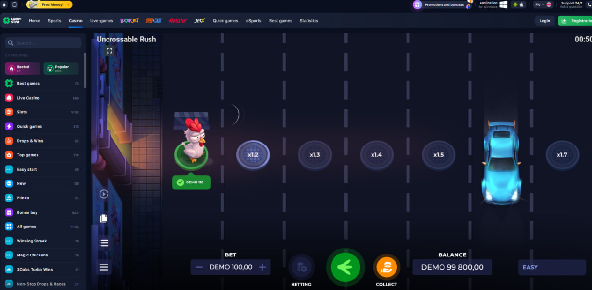 Uncrossable Rush crash game da Evoplay