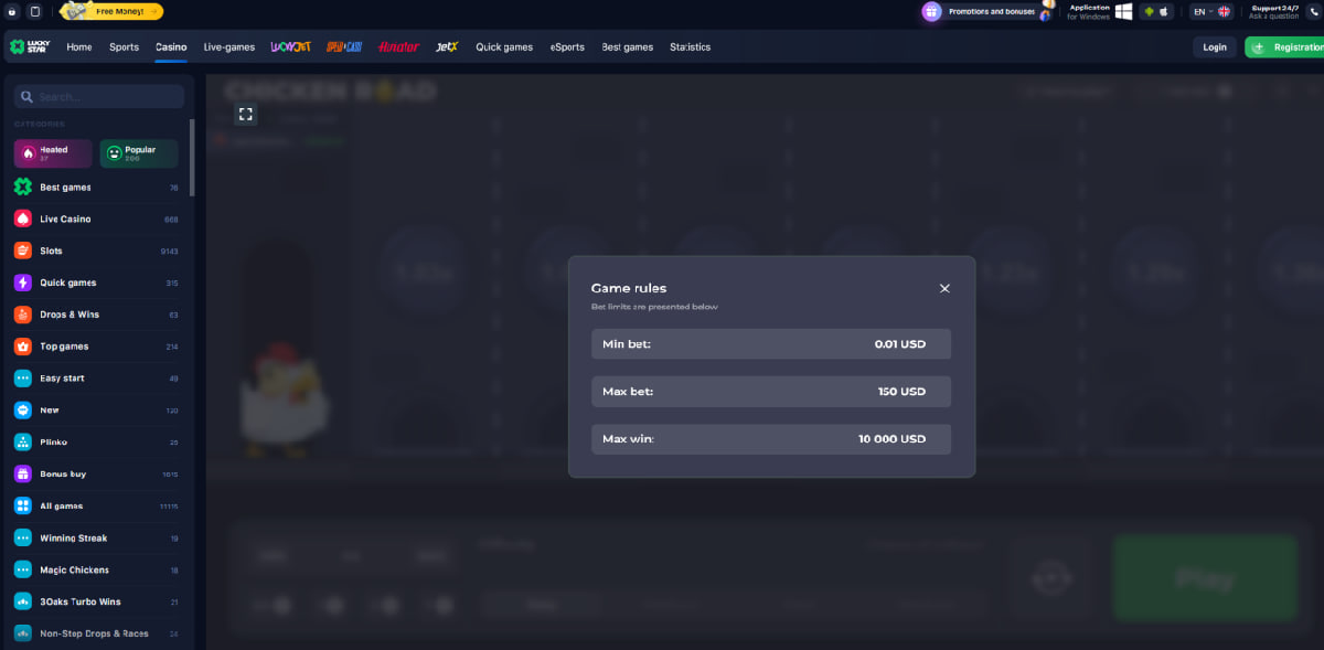 Visão geral do Chicken Road com níveis de dificuldade e progressão de multiplicadores