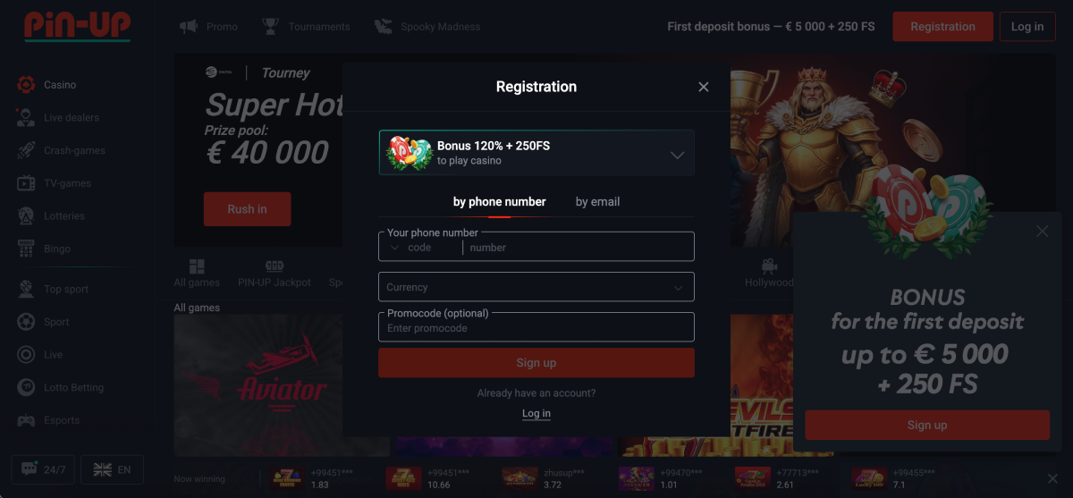 Como criar uma conta no Pin Up para jogar Chicken Road